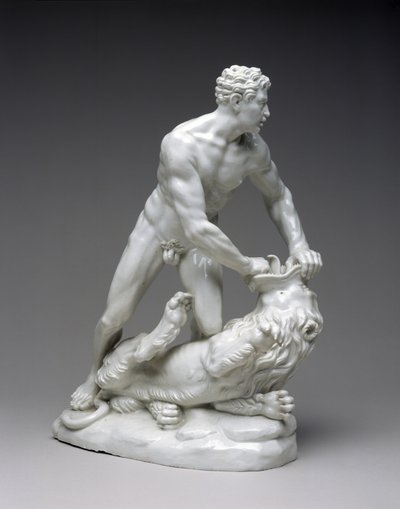 Figure of Hercules and Nemean Lion, c.1775 by Ludwigsburg Porcelain Factory Ludwigsburg Porcelain Factory